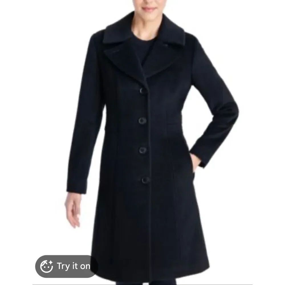 Anne Klein wool cashmere blend notch collar peacoat XL/16